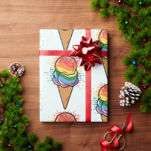 Rainbow LGBTQ+ Eiscreme Geschenkpapier