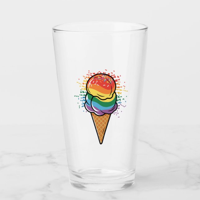 Rainbow LGBTQ+ Eiscreme Glas (Vorderseite)