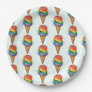 Rainbow LGBTQ+ Eiscreme Pappteller
