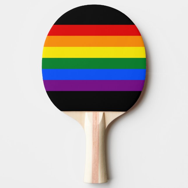 Rainbow LGBTQ+ Flag Ping Pong Paddle Bat (schwarz) Tischtennis Schläger (Vorderseite)