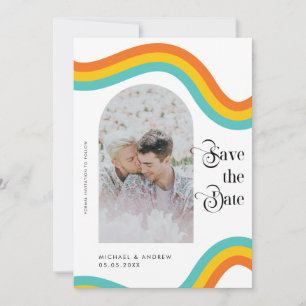 Rainbow LGBTQ Gay Couple Foto Wedding Colorful Save The Date
