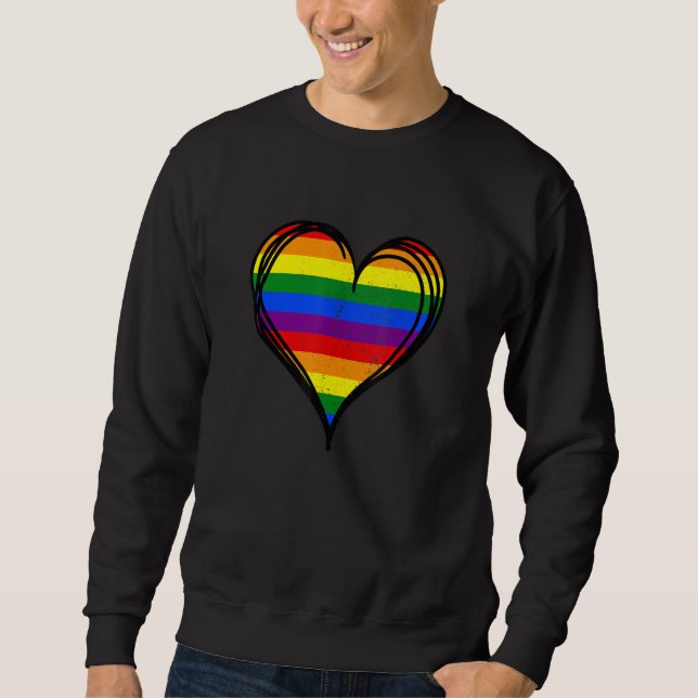 Rainbow LGBTQ Heart Pride Awareness Month Gay Lesb Sweatshirt (Vorderseite)