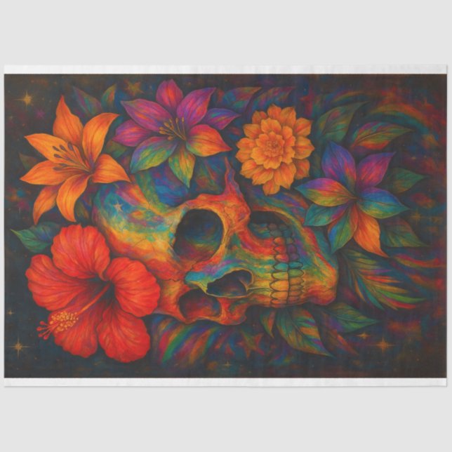 Rainbow LGBTQ Prix Skull Decoupage Paper Seidenpapier (Vorderseite)