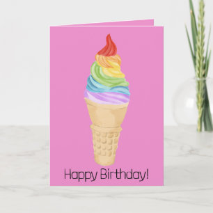 Rainbow LGBTQ Stolz Ice Cream Birthday Card Karte