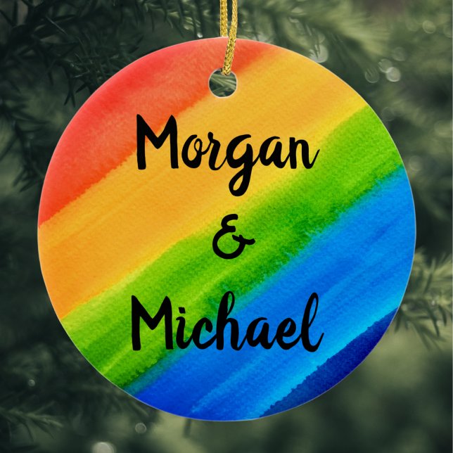 Rainbow LGBTQ Weihnachtsfeiertag Keramik Ornament (Von Creator hochgeladen)