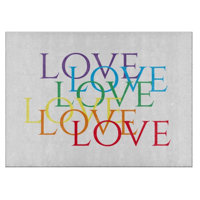 RAINBOW LIEBE 15x11 Glasschneideboard Schneidebrett (Vorderseite)