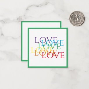 RAINBOW-LIEBE 2.5x2.5 Flachkarte / grün Mitteilungskarte
