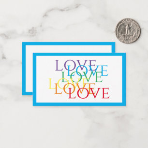 RAINBOW-LIEBE 3.5x2-Flachkarte / Blau Mitteilungskarte
