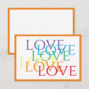 RAINBOW-LIEBE 3.5x5 Flachkarte / Orange Mitteilungskarte
