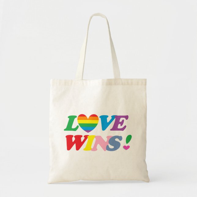 Rainbow Liebe gewinnt Heart Tote Bag Tragetasche (Vorne)