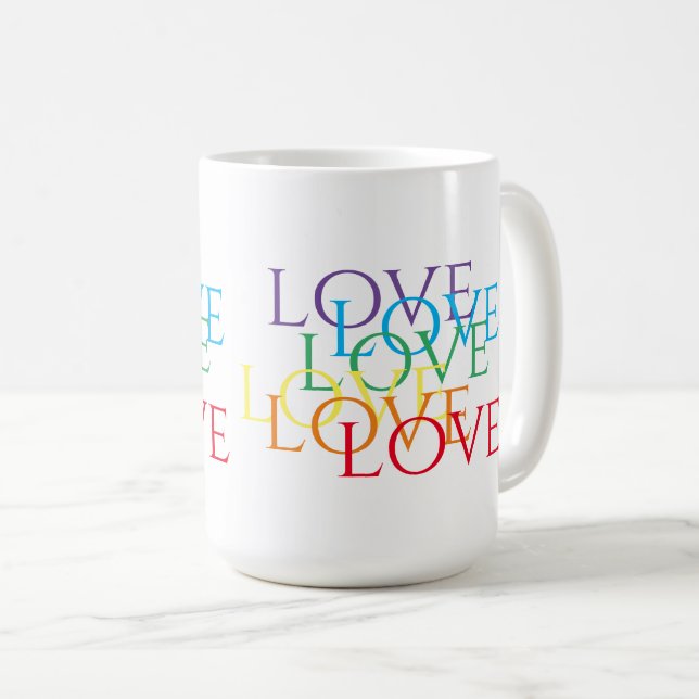 RAINBOW LIEBE Große weiße Tasse (VorderseiteRechts)