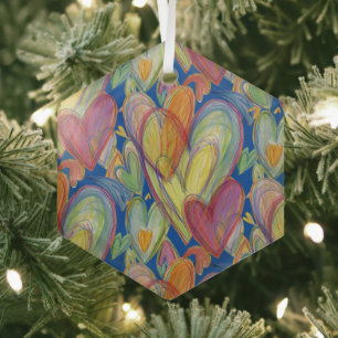 Rainbow Liebe Hearts Holiday Pendant Gift Ornament Aus Glas