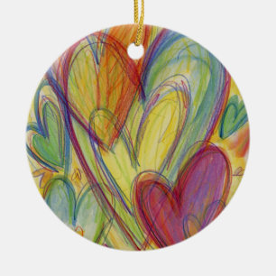 Rainbow Liebe Herz Pendant Holiday Geschenk Orname Keramik Ornament