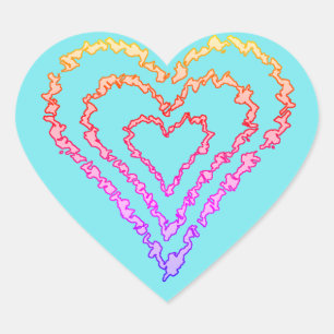 Rainbow Liebe Herzmuster über Aquamarinem Licht Herz-Aufkleber