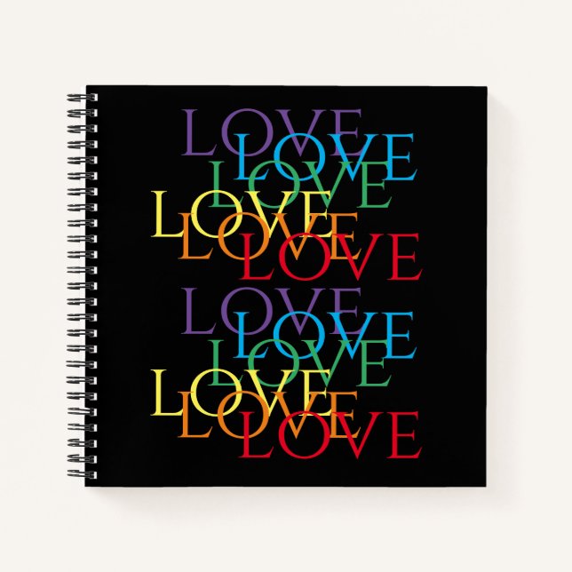 RAINBOW LIEBE II 8.5x8.5 SpiralNotebook Notizbuch (Vorderseite)
