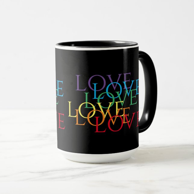RAINBOW LIEBE II große schwarze Combo-Tasse Tasse (VorderseiteRechts)