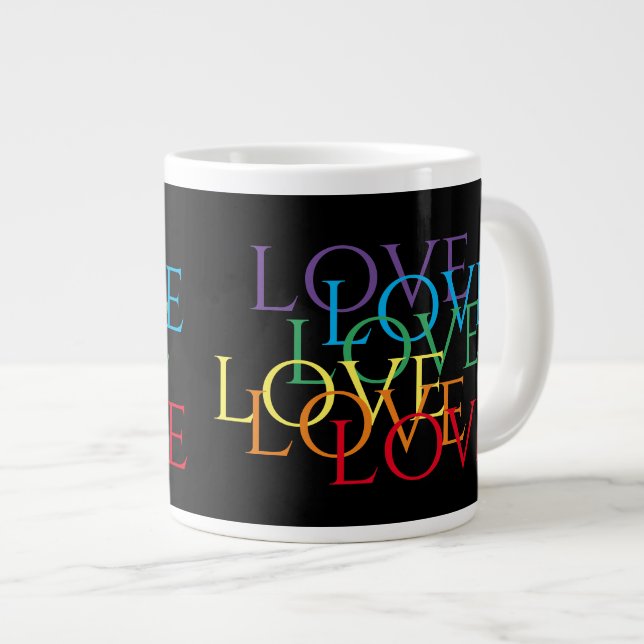 RAINBOW LIEBE II Große weiße Tasse (Vorderseite Rechts)