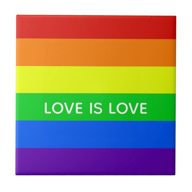 Rainbow Liebe ist Liebe  farbiger LGBTQ Gay Pride Fliese (Vorderseite)
