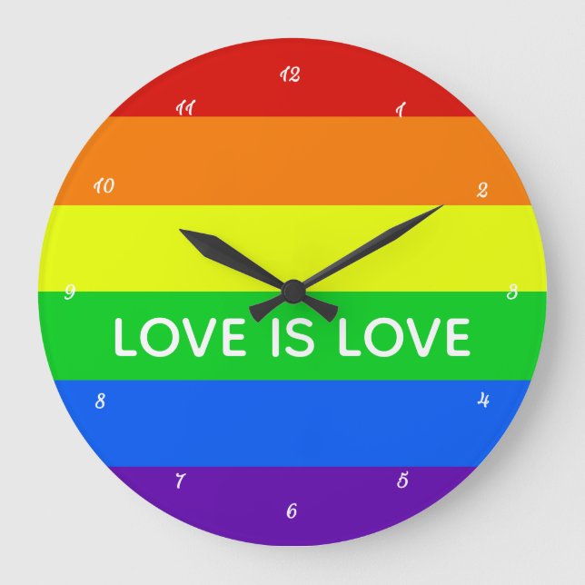 Rainbow Liebe ist Liebe Gay Pride LGBTQ Beautiful Große Wanduhr (Vorderseite)