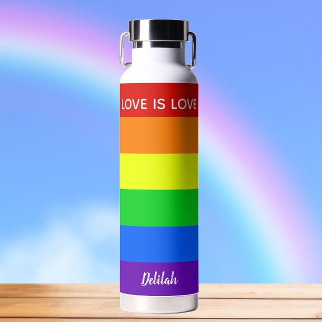 Rainbow Liebe ist Liebe Gay Pride Personalisiert Trinkflasche (Von Creator hochgeladen)