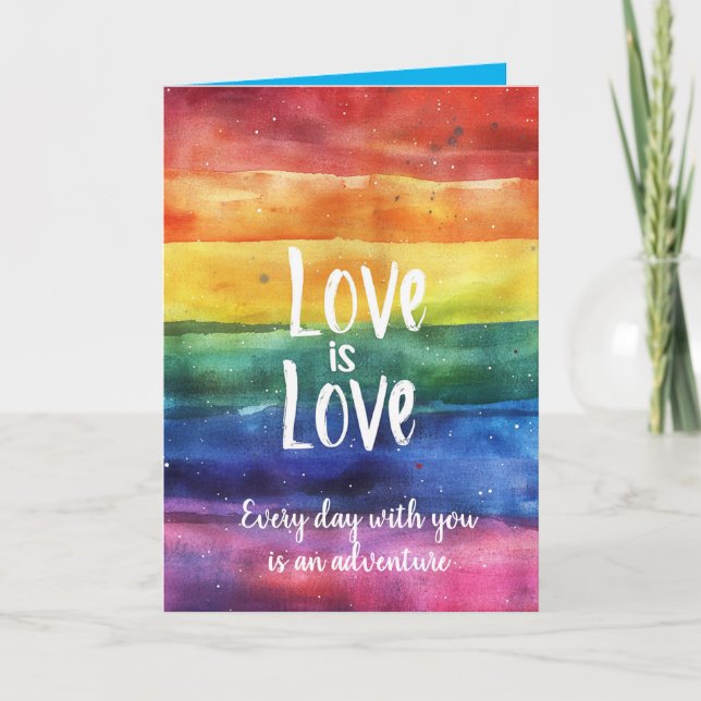 Rainbow Liebe ist Liebe LGBTQ Valentinkarte Karte (Vorderseite)