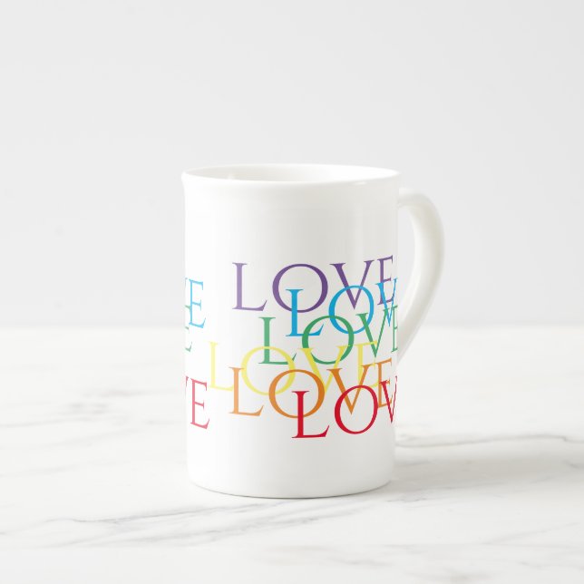 RAINBOW-LIEBE Knochen-China-Tasse Prozellantasse (Vorderseite Rechts)