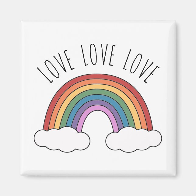 Rainbow Liebe Liebe Liebe Magnet (Vorne)