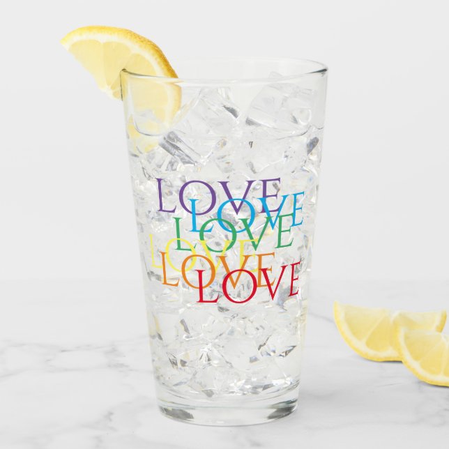 RAINBOW LIEBE Pint Trinkglas Glas (Vorderseite Ice)