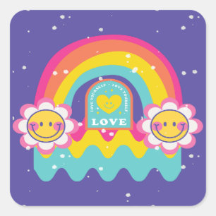 Rainbow-Liebe Quadratischer Aufkleber