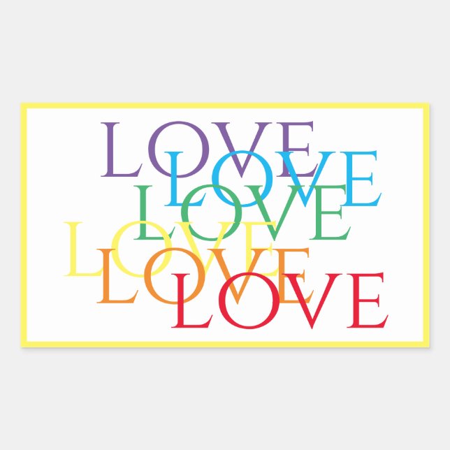 RAINBOW LIEBE Rectangle Stickers / Gelb (Vorderseite)