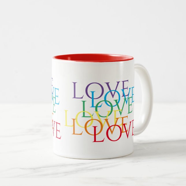 RAINBOW LIEBE Red Two-Tone Tasse (VorderseiteRechts)