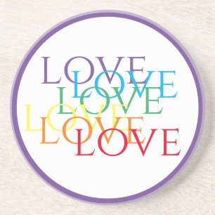 RAINBOW LIEBE Runder Sandstein Untersetzer / Lila