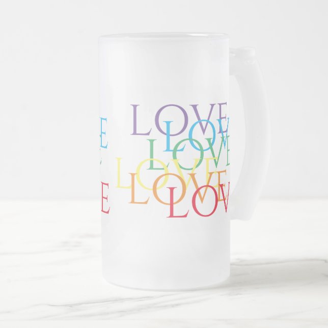 RAINBOW LIEBE Tall Mattiert Glass Tasse (VorderseiteRechts)