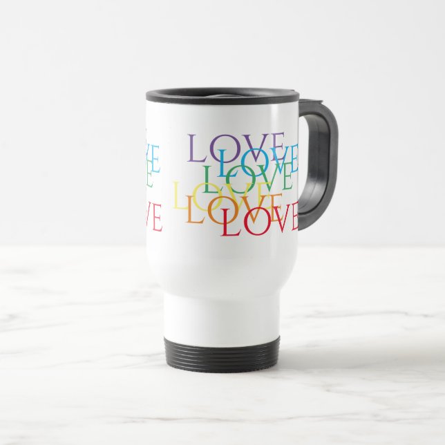 RAINBOW LIEBE Travel Mug Reisebecher (VorderseiteRechts)