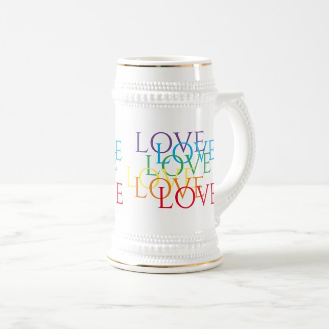 RAINBOW LIEBE White & Gold Stein Bierglas (VorderseiteRechts)