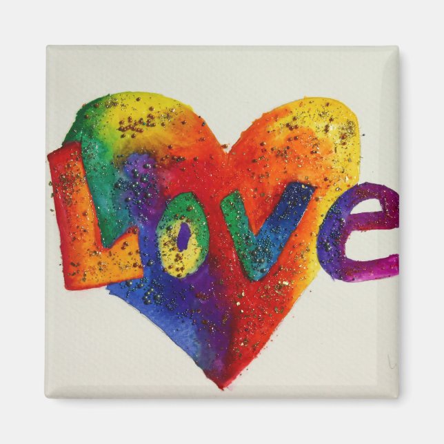 Rainbow Liebe Word Magnet Inspiration Malerei (Vorne)