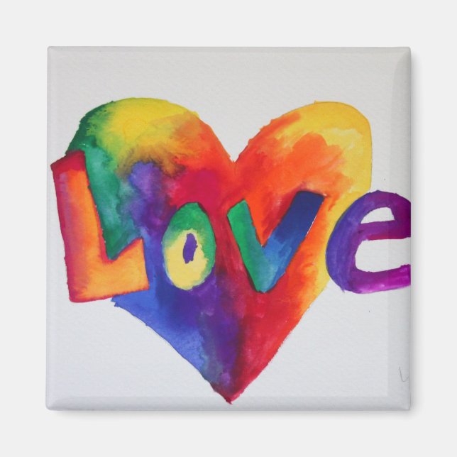Rainbow Liebe Word Magnet Inspiration Malerei (Vorne)