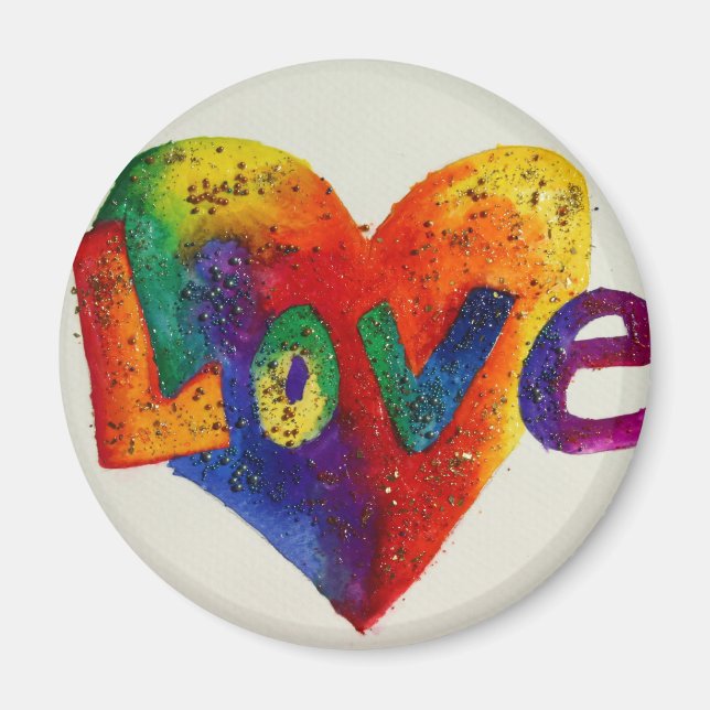 Rainbow Liebe Word Magnet Inspiration Malerei (Vorne)