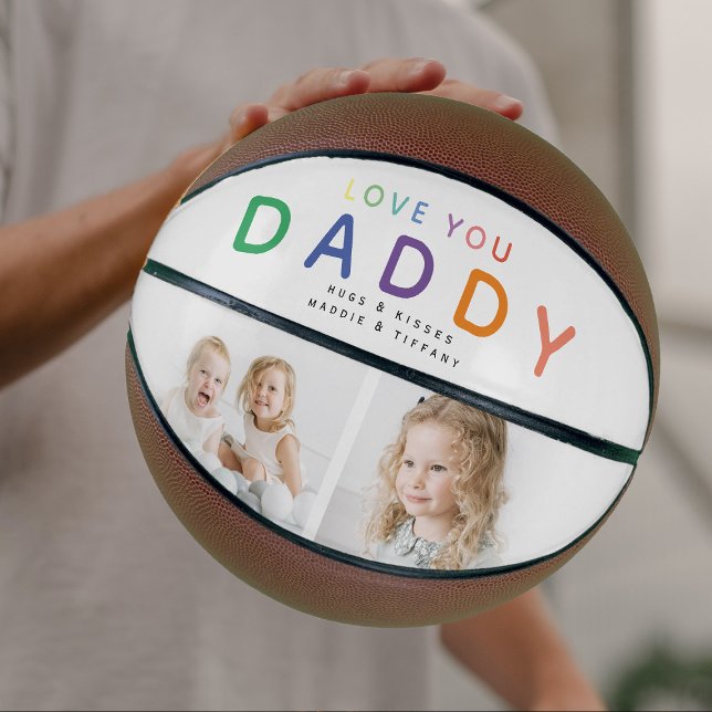 Rainbow 'LIEBE YOU DADDY' Foto Collage Keepake Basketball (Von Creator hochgeladen)