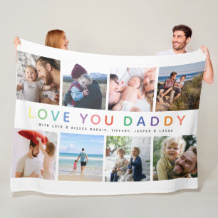 Rainbow 'LIEBE YOU DADDY' Foto Collage Keepake Fleecedecke