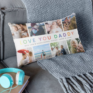 Rainbow 'LIEBE YOU DADDY' Foto Collage Keepake Lendenkissen