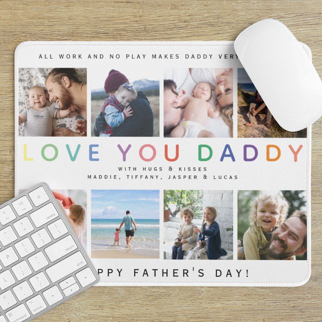 Rainbow 'LIEBE YOU DADDY' Foto Collage Keepake Mousepad (Von Creator hochgeladen)