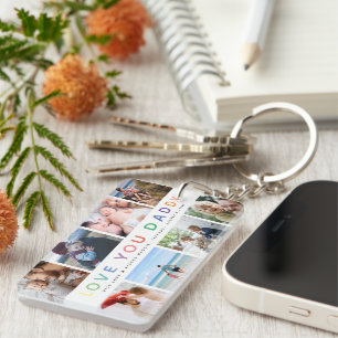 Rainbow 'LIEBE YOU DADDY' Foto Collage Keepake Schlüsselanhänger