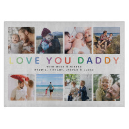 Rainbow 'LIEBE YOU DADDY' Foto Collage Keepake Schneidebrett