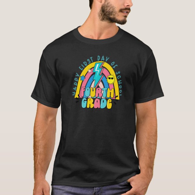 Rainbow Light Bolt Happy First Day T-Shirt (Vorderseite)