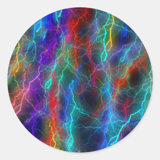 Rainbow Lightning Runder Aufkleber (Vorderseite)