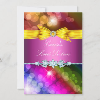 Rainbow Lights & Bow 16 . Geburtstag Einladung