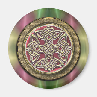 Rainbow Lights Gold Stone Celtic Shield Knot Magnet