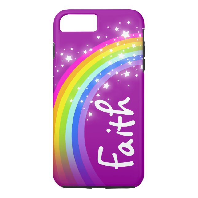 Rainbow lila personalisierter Name iPhone Case (Rückseite)