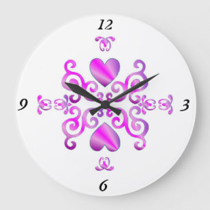 Rainbow Lily and Heart Große Wanduhr